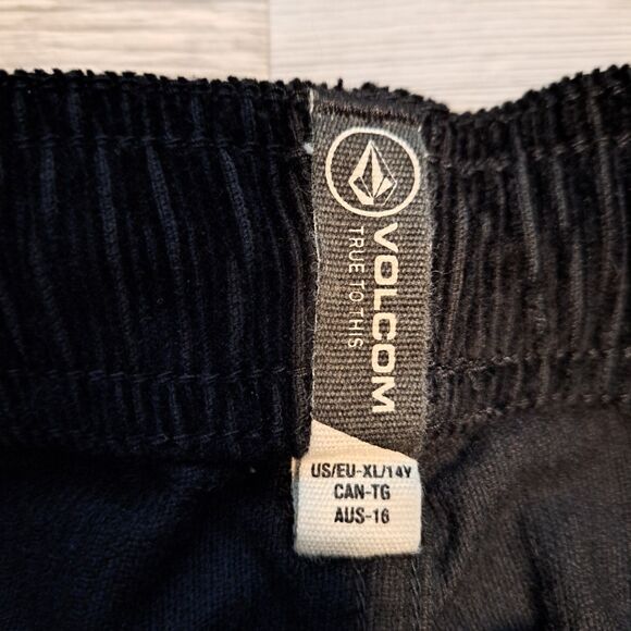 Volcom Elastic Waist Corduroy True To This Shorts Outer Spaced Black Youth XL - Picture 3 of 12